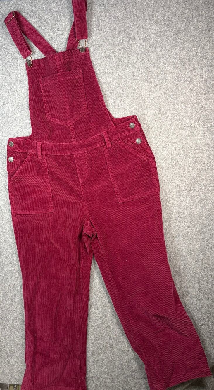Cat & Jack Girls Burgundy Corduroy Overalls Wide Leg Pants XL 14/16